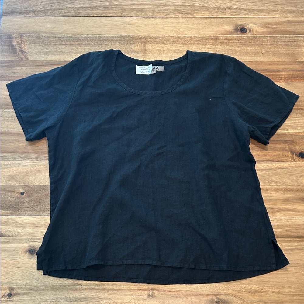 Flax Charcoal Short Sleeve Top